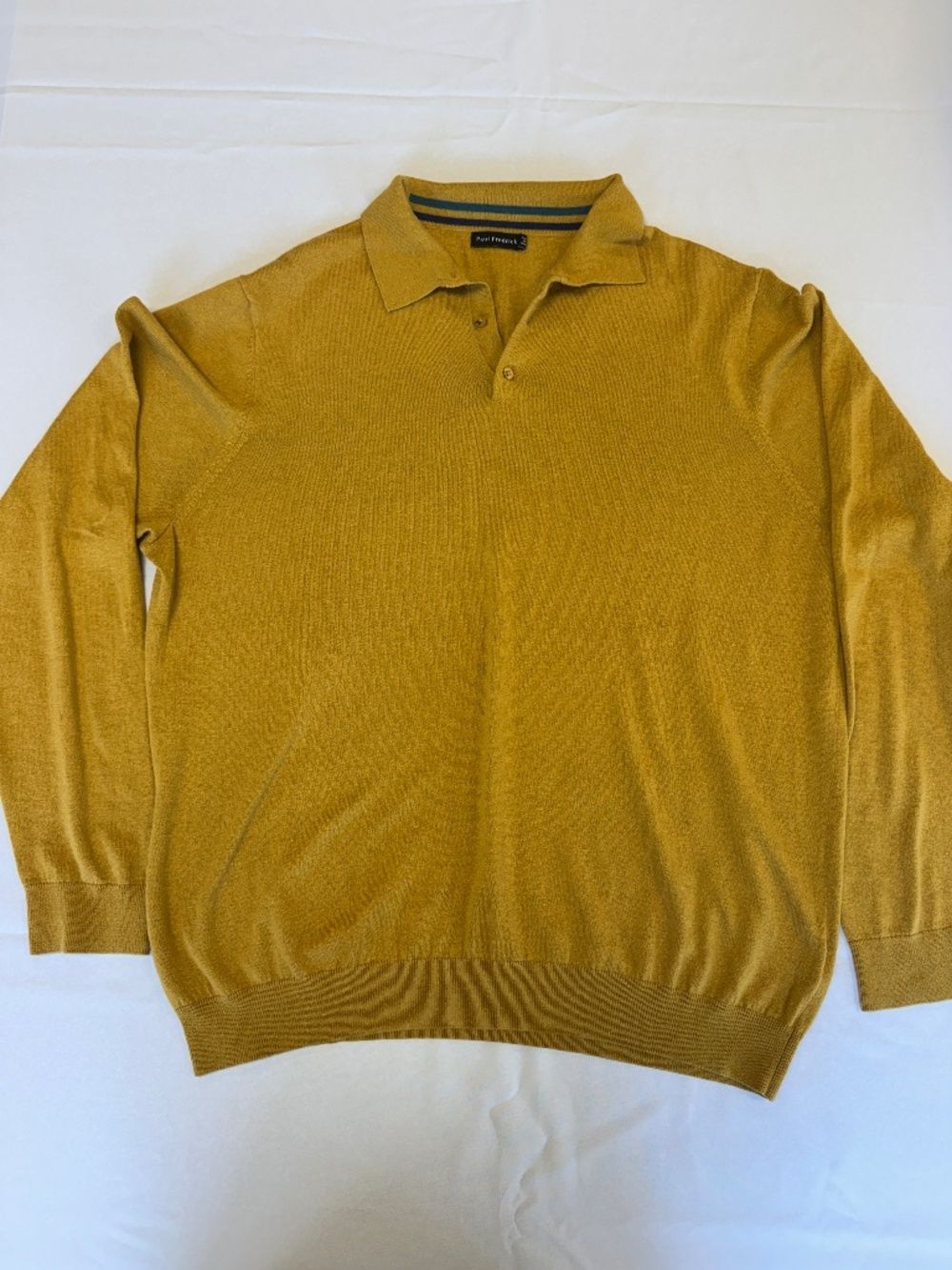 Paul Fredrick Silk Cotton Cashmere Blend Mustard Yellow Sweater Size XXL
